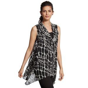 Chico's Zip Moto Jacket Black-And-White Vest Animal Print 1 8 10 12